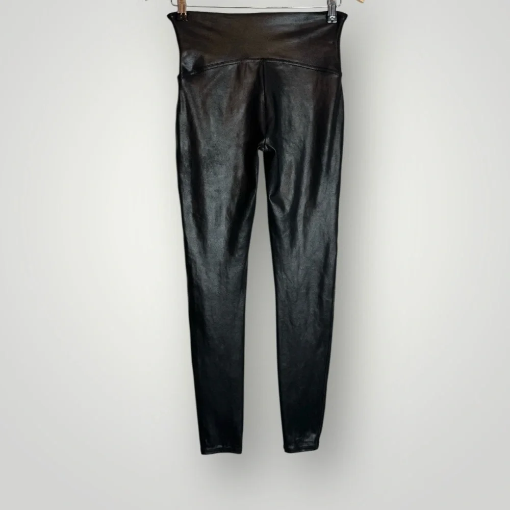 Spanx SPANXshape Faux Leather Leggings Size Large Skinny Core Compression Black - Picture 5 of 9